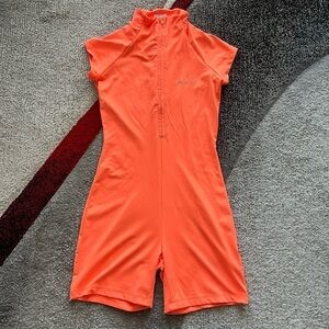 Oh Polly Neon Orange Bodycon Romper